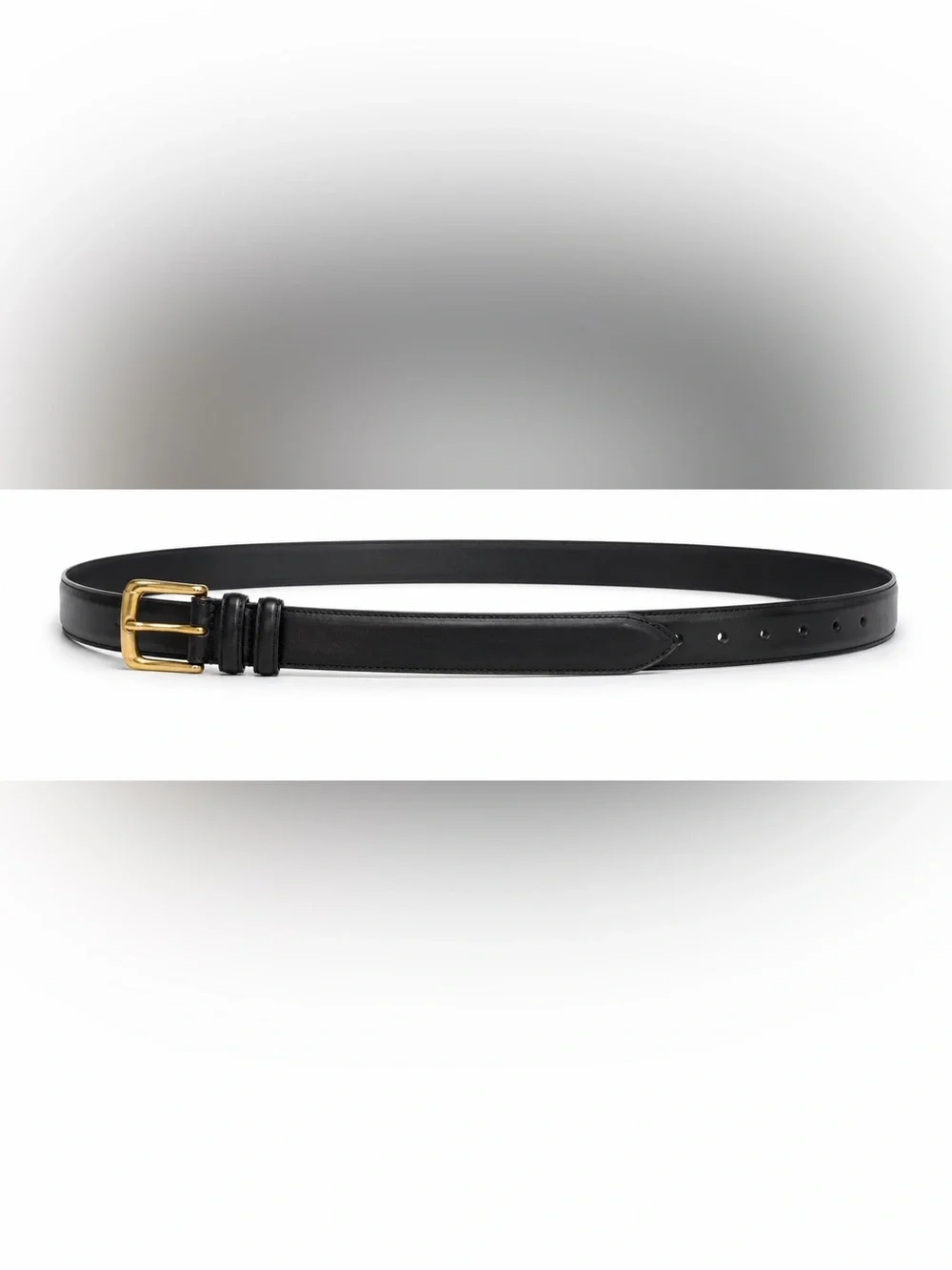 Lands’ End Black Timeless Leather Belt Brass Buckle Classic Dress Casual Size 34